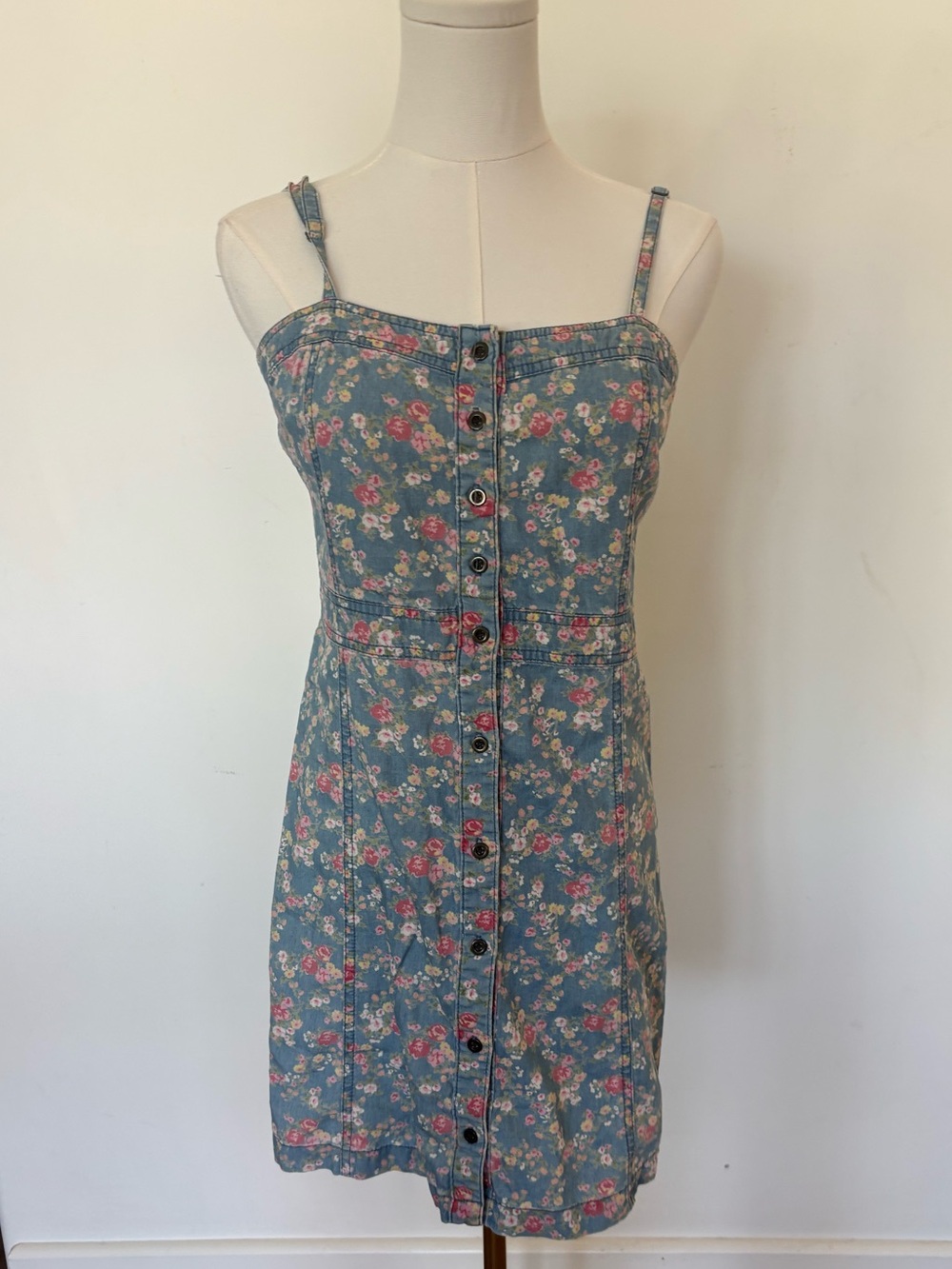 Forever 21 Blue Floral Button-Front Mini Dress